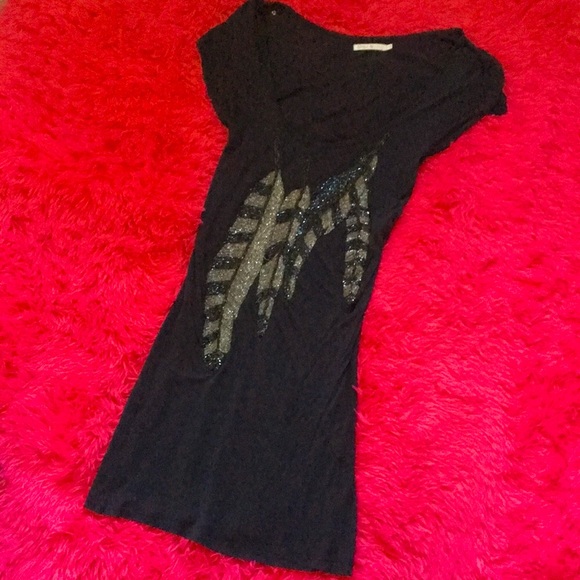 Only Dresses & Skirts - Navy Feather Beaded Dress